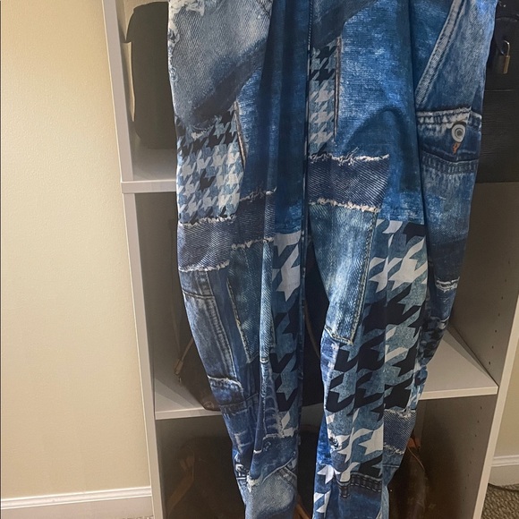 Blue Patchwork Jumpsuit - Picture 4 of 8